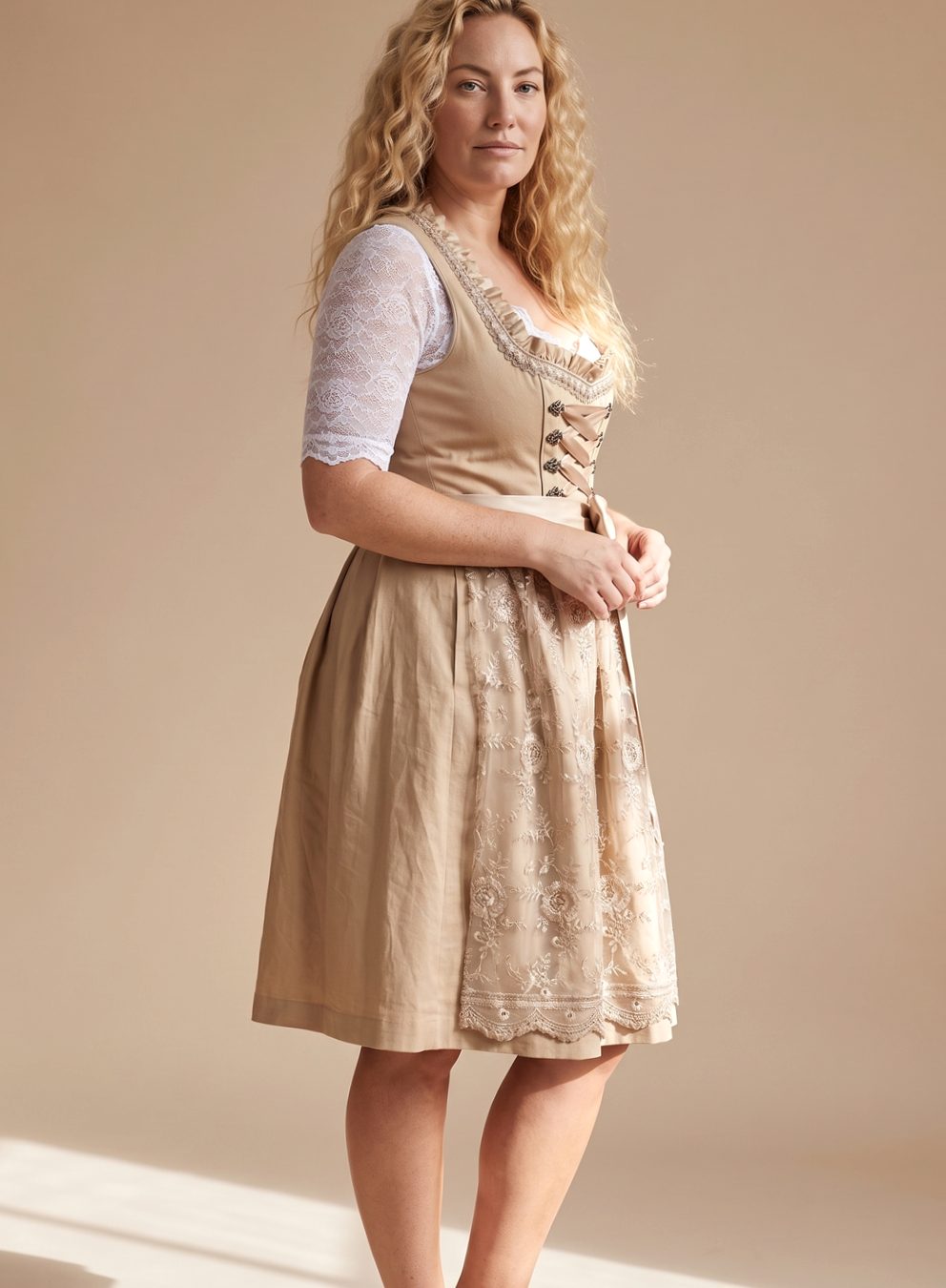 Emma - Women's Traditional Lace-Up Corset Dirndl Dress Knee-Length