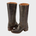 Aria - Women's Western Leather Knee High Boots Block Heel