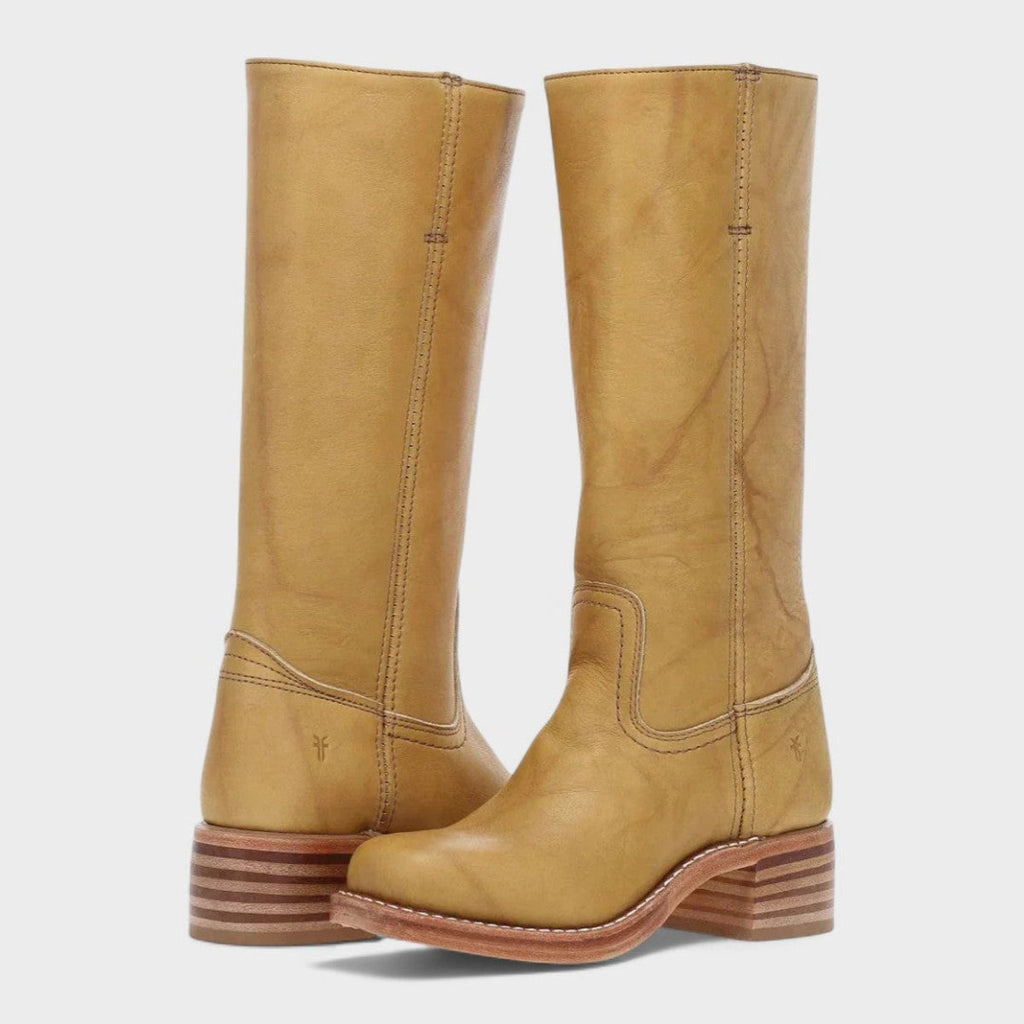 Aria - Women's Western Leather Knee High Boots Block Heel