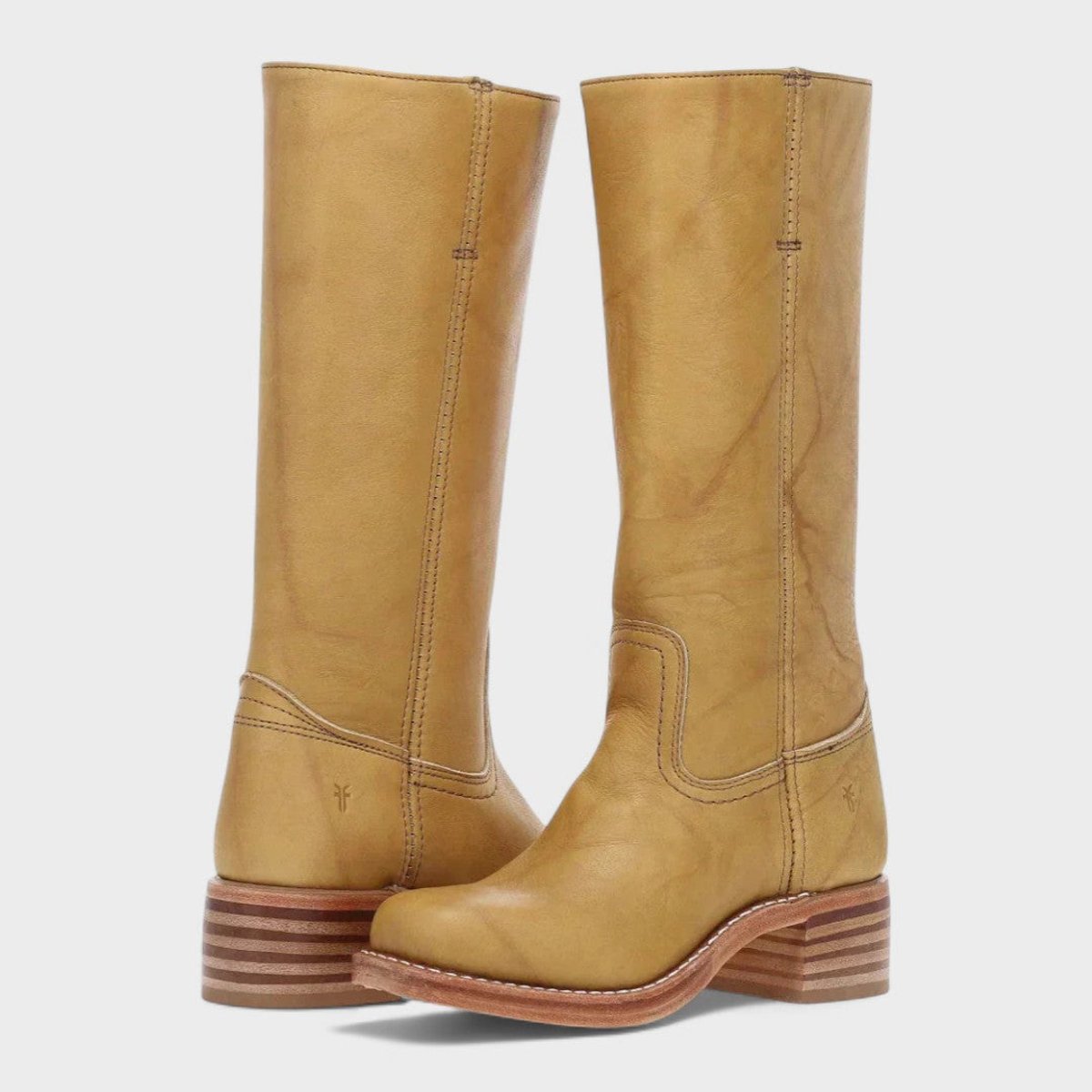 Aria - Women's Western Leather Knee High Boots Block Heel